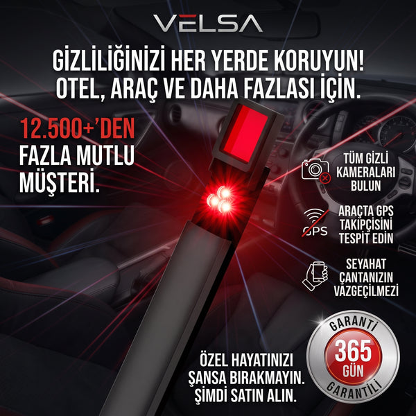 Velsa™ Taşınabilir Gizli Kamera Dedektörü - Otel ve Seyahat Güvenliği